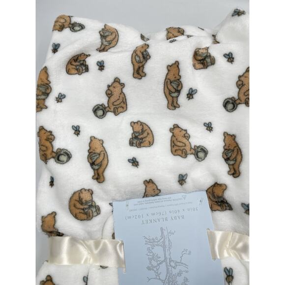 NEW Winnie the Pooh Bear Collection Plush Baby Blanket Eeyore Cream Tan 30x40 - Picture 5 of 5